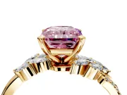 Solitaire Engagement Ring Setting for Fancy Pink Radiant Cut Center with Marquise Accent Twist Band and Prong Head in Yellow Gold