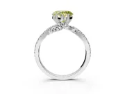Solitaire Engagement Ring Setting for Fancy Yellow Heart-Shaped Center with Narrow Twist Pave Band and Prong Head in Platinum
