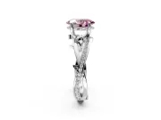 Solitaire Engagement Ring Setting for Fancy Pink Oval Center with Pave and Plain Crossover Band and Prong Head in Platinum