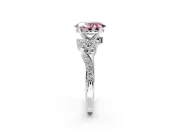 Solitaire Engagement Ring Setting for Fancy Pink Oval Center with Marquise Accent Twist Band and Prong Head in Sterling Silver