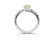 Cluster Engagement Ring Setting for Fancy Yellow Pear-Shaped Center with Round Cut Accent Band and Prong Head in Sterling Silver