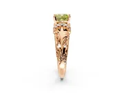 Solitaire Engagement Ring Setting for Fancy Yellow Cushion Cut Center with Filigree Accent Basket and Prong Head in Rose Gold