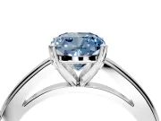 Solitaire Engagement Ring Setting for Fancy Blue Cushion Cut Center with Flat-Sided Plain Band and Prong Head in Platinum