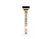 Open Basket Engagement Ring Setting for Fancy Black Emerald Cut Center with Pave Band and Prong Head in Rose Gold