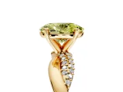 Solitaire Engagement Ring Setting for Fancy Yellow Oval Center with Pave and Plain Crossover and Basket Head in Yellow Gold