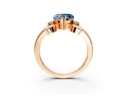Solitaire Engagement Ring Setting for Fancy Blue Heart-Shaped Center with Twisted Band and Scroll Prong Head in Rose Gold