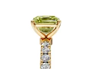 Open Basket Engagement Ring Setting for Fancy Yellow Asscher Cut Center with Pave Band and Prong Head in Yellow Gold