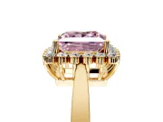 Starburst Halo Engagement Ring Setting for Fancy Pink Princess Cut Center with Flat Cathedral Band and Prong Head in Yellow Gold