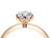 Solitaire Engagement Ring Setting for Pear-Shaped Center with Thin Rounded Plain Band and Prong Head in Rose Gold