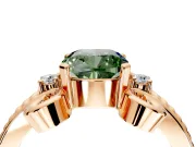 Solitaire Engagement Ring Setting for Fancy Green Cushion Cut Center with Twisted Band and Scroll Prong Head in Rose Gold