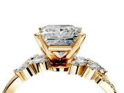 Solitaire Engagement Ring Setting for Princess Cut Center with Marquise Accent Twist Band and Prong Head in Yellow Gold