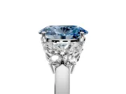 Solitaire Engagement Ring Setting for Fancy Blue Oval Center with Marquise Flower Shoulders and Prong Head in Sterling Silver