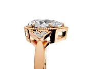 Cluster Engagement Ring Setting for Pear-Shaped Center with Milgrain Shoulder Clusters and Prong Head in Rose Gold