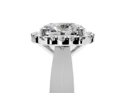 Halo Engagement Ring Setting for Oval Center with Square Band and Prong Head in Platinum