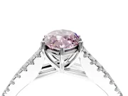 Solitaire Engagement Ring Setting for Fancy Pink Marquise Center with Pave Split Shank and Prong Head in White Gold
