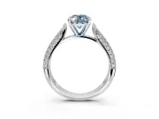 Solitaire Engagement Ring Setting for Fancy Blue Oval Center with Multi-Row Accents and Prong Head in Sterling Silver