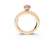 Solitaire Engagement Ring Setting for Fancy Pink Pear-Shaped Center with Channel-Set Accents and Prong Head in Rose Gold