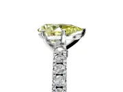 Solitaire Engagement Ring Setting for Fancy Yellow Pear-Shaped Center with Single Row Accent Band and Prong Head in Platinum