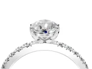 Solitaire Engagement Ring Setting for Pear-Shaped Center with Fine Pave Band and Claw Prong Head in Sterling Silver