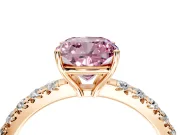 Solitaire Engagement Ring Setting for Fancy Pink Cushion Cut Center with Large Accent Band and Prong Head in Rose Gold