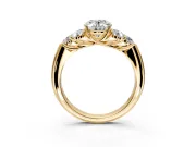 Cluster Engagement Ring Setting for Oval Center with Round Cut Accent Frame and Prong Head in Yellow Gold