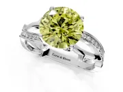 Solitaire Engagement Ring Setting for Fancy Yellow Round Cut Center with Pave and Plain Crossover Band and Prong Head in Sterling Silver