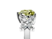 Floral Engagement Ring Setting for Fancy Yellow Heart-Shaped Center with Marquise Cluster Shoulders and Prong Head in Platinum