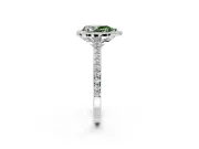 Halo Engagement Ring Setting for Fancy Green Pear-Shaped Center with Pave Accents, Heart Basket and Prong Head in Platinum