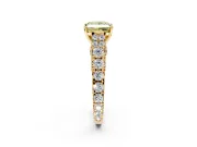 Solitaire Engagement Ring Setting for Fancy Yellow Princess Cut Center with Pave Cathedral Shoulders and Prong Head in Yellow Gold