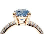 Solitaire Engagement Ring Setting for Fancy Blue Cushion Cut Center with Multi-Row Pave Accents and Basket Head in Rose Gold