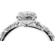 Cluster Engagement Ring Setting for Radiant Cut Center with Round Cut Accent Band and Prong Head in White Gold