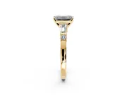 Bar-Set Engagement Ring Setting for Emerald Cut Center with Tapered Baguette Accents and Prong Head in Yellow Gold