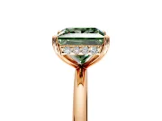 Solitaire Engagement Ring Setting for Fancy Green Princess Cut Center with Plain Band, Open Basket and Prong Head in Rose Gold