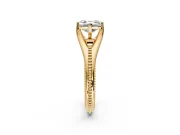 Solitaire Engagement Ring Setting for Asscher Cut Center with Milgrain Cathedral Band and Prong Head in Yellow Gold