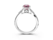 Solitaire Engagement Ring Setting for Fancy Pink Radiant Cut Center with Pave Rail Split Shank and Prong Head in White Gold