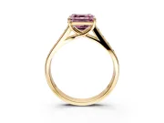 Solitaire Engagement Ring Setting for Fancy Pink Asscher Cut Center with Round Cut Channel Band and Prong Head in Yellow Gold