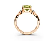 Solitaire Engagement Ring Setting for Fancy Yellow Asscher Cut Center with Grooved Bar Accent Band and Prong Head in Rose Gold
