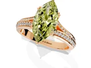 Solitaire Engagement Ring Setting for Fancy Yellow Marquise Center with Pave Rail Split Shank and Prong Head in Rose Gold