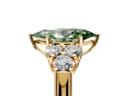 Cluster Engagement Ring Setting for Fancy Green Marquise Center with Round Cut Accent Frame and Prong Head in Yellow Gold