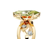 Solitaire Engagement Ring Setting for Fancy Yellow Marquise Center with Criss-Cross Accent Band and Prong Head in Yellow Gold