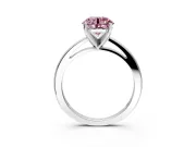 Solitaire Engagement Ring Setting for Fancy Pink Round Cut Center with Basket Rail and Prong Head in White Gold