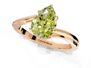 Solitaire Engagement Ring Setting for Fancy Yellow Pear-Shaped Center with Plain Bypass Twist Band and Prong Head in Rose Gold