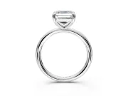 Low-Set Solitaire Engagement Ring Setting for Asscher Cut Center with Thin Plain Band and Prong Head in Platinum