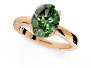 Solitaire Engagement Ring Setting for Fancy Green Oval Center with Plain Band and Flat Tab Prong Head in Rose Gold