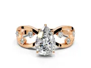 Solitaire Engagement Ring Setting for Pear-Shaped Center with Criss-Cross Accent Band and Prong Head in Rose Gold