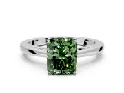 Solitaire Engagement Ring Setting for Fancy Green Radiant Cut Center with Open Cathedral Shoulders and Prong Head in Platinum