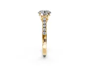 Solitaire Engagement Ring Setting for Round Cut Center with Partway Pave Band and Prong Head in Yellow Gold