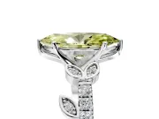 Leaf Motif Engagement Ring Setting for Fancy Yellow Marquise Center with Pave Band and Prong Head in Platinum