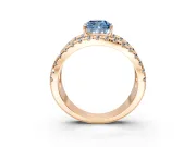 Solitaire Engagement Ring Setting for Fancy Blue Cushion Cut Center with Wide-Open Split Shank and Prong Head in Rose Gold