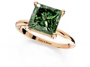 Minimalist Solitaire Engagement Ring Setting for Fancy Green Princess Cut Center with Thin Band and Prong Head in Rose Gold